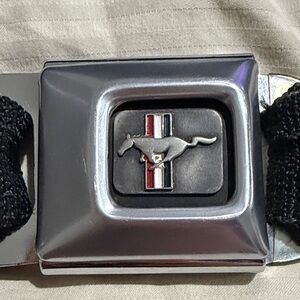 Mustang Buckle Down Black Seatbelt Buckle Belt adjustable